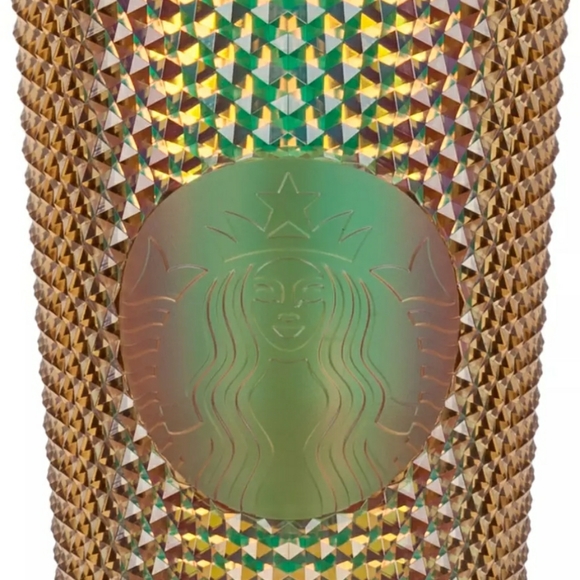 Walt Disney World 50th anniversary Gold Starbucks geometric Tumbler w/ straw.NWT - Picture 3 of 10